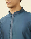 Manyavar Men Steel Blue Sold Kurta Pajama image number 1