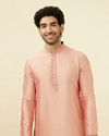 Manyavar Men Salmon Pink Solid Kurta Pajama image number 0