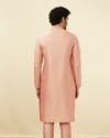 Manyavar Men Salmon Pink Solid Kurta Pajama image number 5