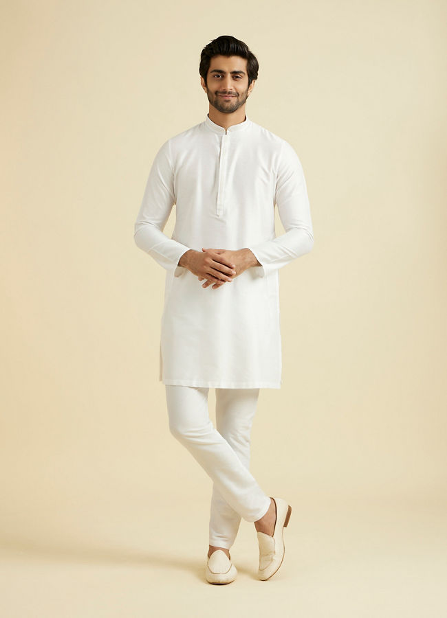 Manyavar Men Elegant White Kurta Pajama