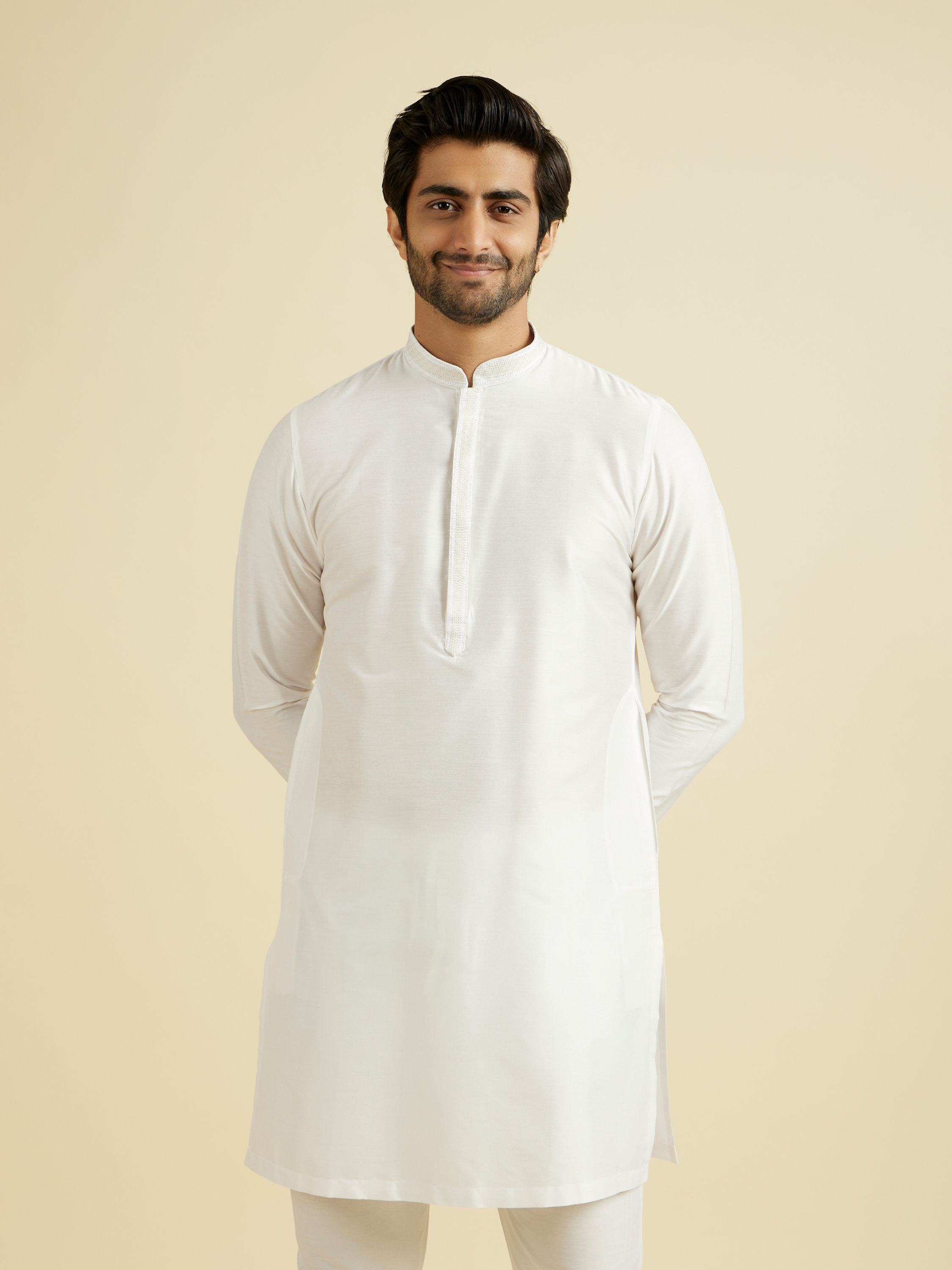 Manyavar Men Elegant White Kurta Pajama