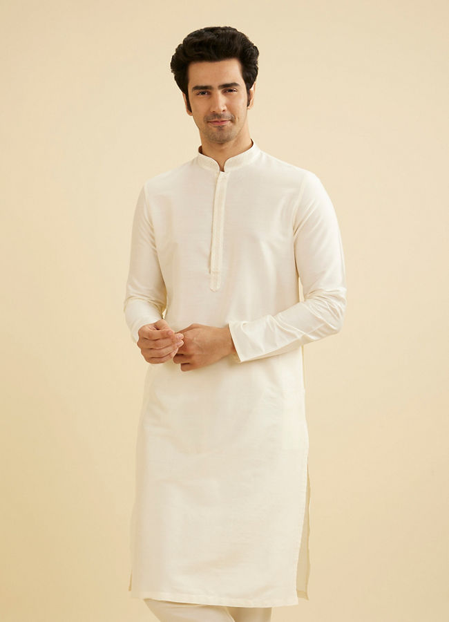 Manyavar Men Pristine White Embroidered Bandhgala Kurta Set image number 0