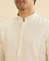 Manyavar Men Pristine White Embroidered Bandhgala Kurta Set