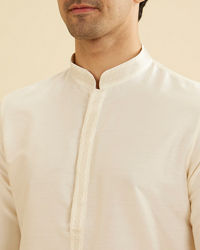 Manyavar Men Pristine White Embroidered Bandhgala Kurta Set