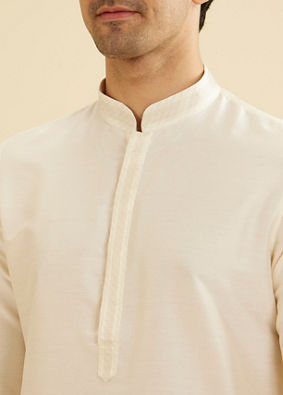 Manyavar Men Pristine White Embroidered Bandhgala Kurta Set image number 1