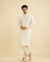 Manyavar Men Pristine White Embroidered Bandhgala Kurta Set image number 2