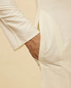 Manyavar Men Off White Plain Kurta Pajama