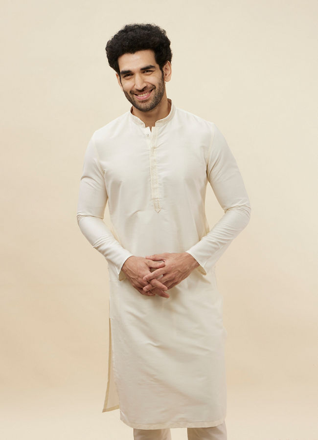 Off White Plain Kurta Pajama image number 0