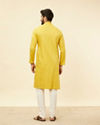 Manyavar Men Primrose Yellow Embroidered Bandhgala Kurta Set