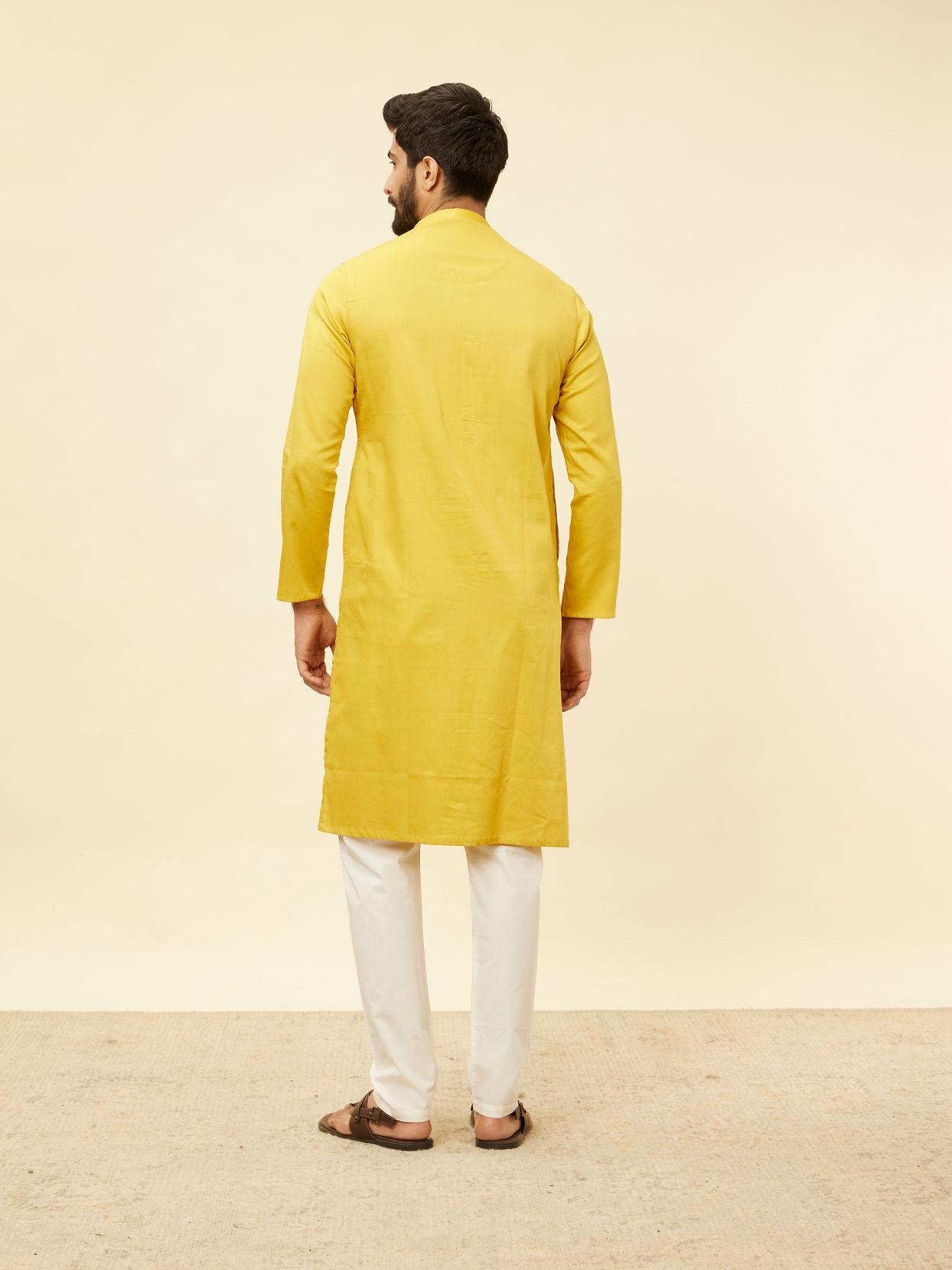 Primrose Yellow Embroidered Bandhgala Kurta Set image number 5