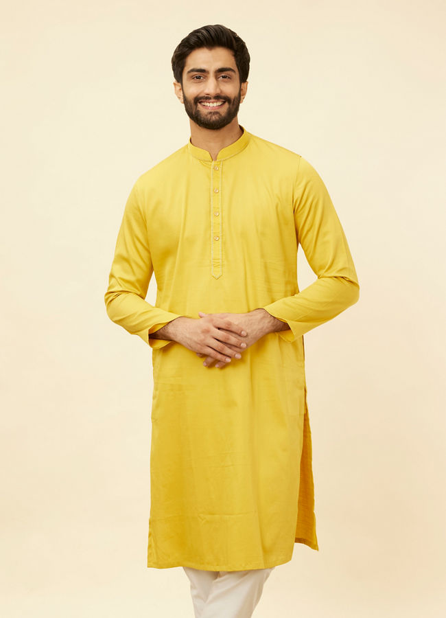 Primrose Yellow Embroidered Bandhgala Kurta Set image number 0