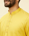 Manyavar Men Primrose Yellow Embroidered Bandhgala Kurta Set