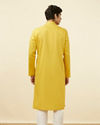 Manyavar Men Candlelight Yellow Placket Detailed Kurta Set
