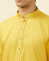 Manyavar Men Candlelight Yellow Placket Detailed Kurta Set