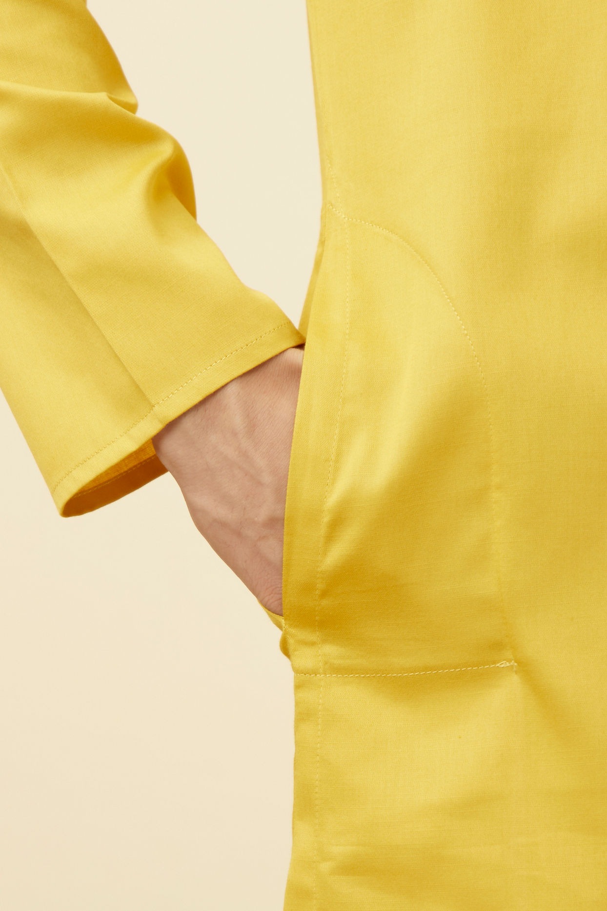 Manyavar Men Candlelight Yellow Placket Detailed Kurta Set