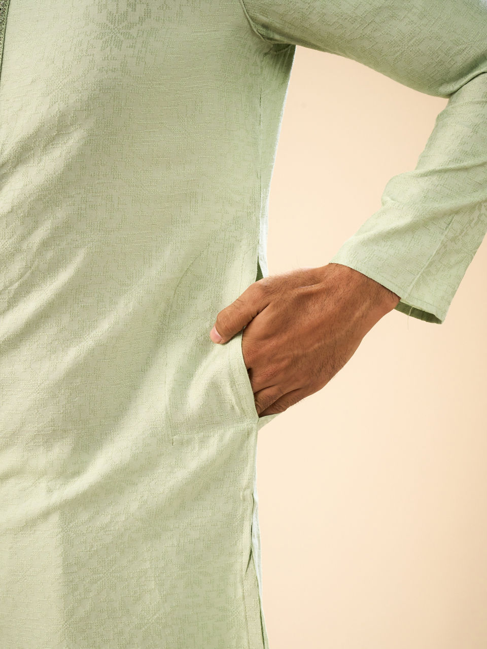 Manyavar Men Green Elegance Kurta Pajama