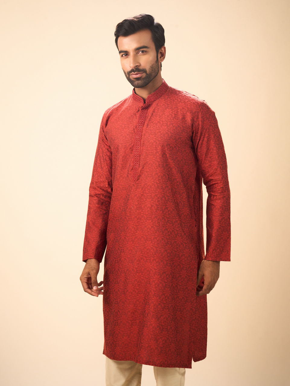 Manyavar Men Rust Bliss Kurta Pajama