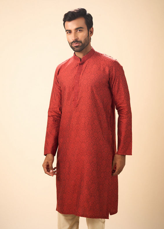 Manyavar Men Rust Bliss Kurta Pajama