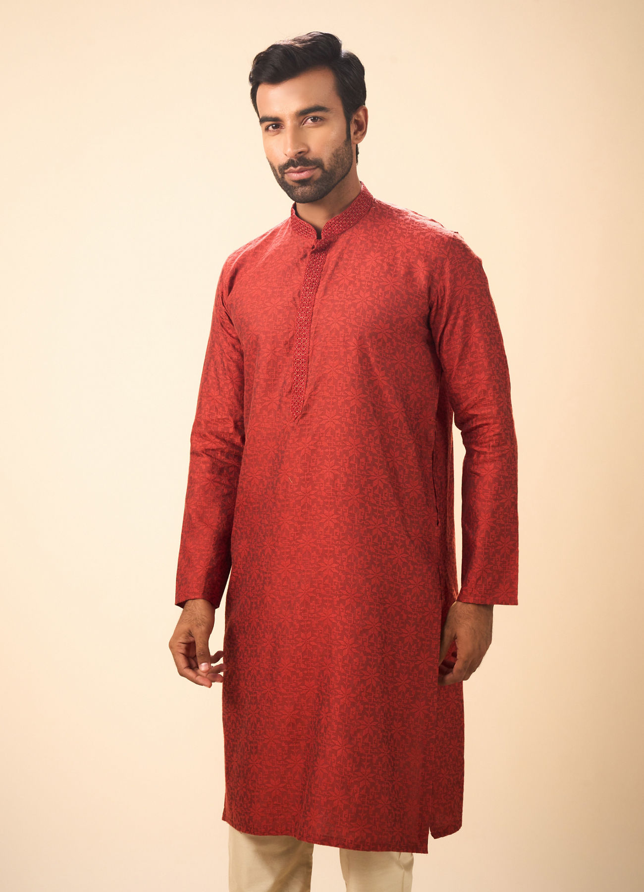 Manyavar Men Rust Bliss Kurta Pajama