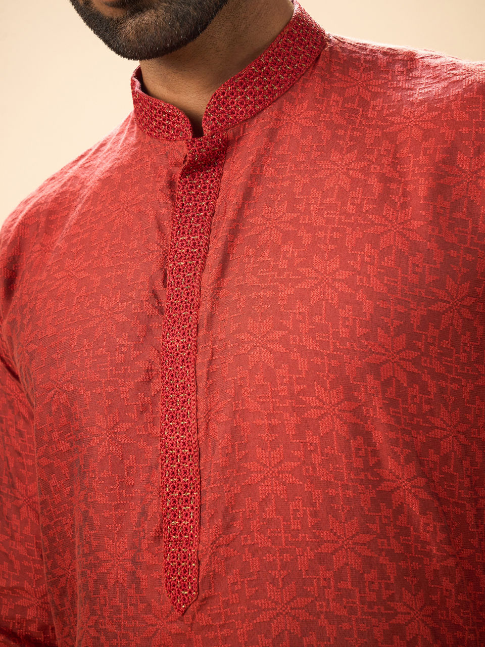 Manyavar Men Rust Bliss Kurta Pajama