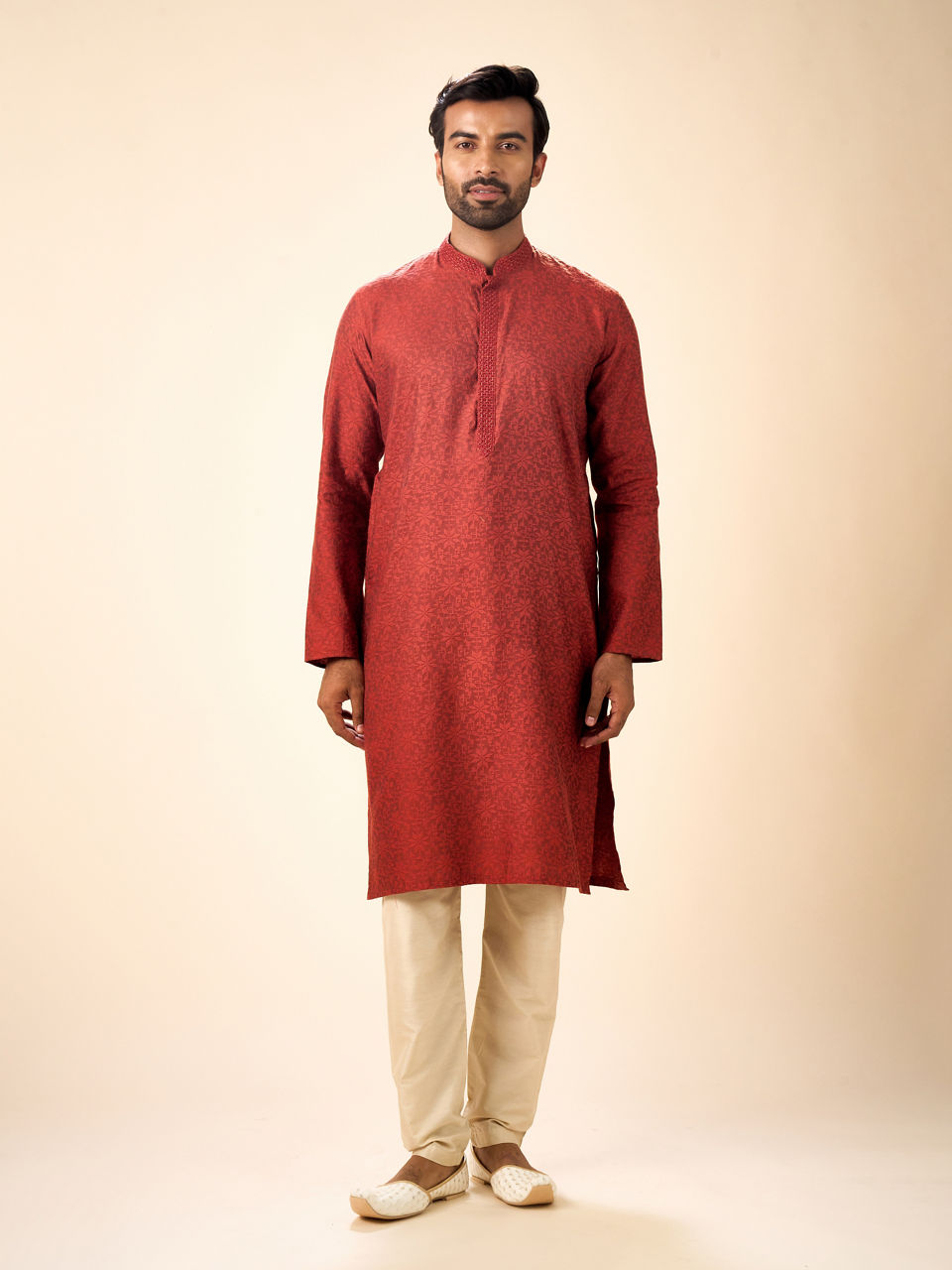Manyavar Men Rust Bliss Kurta Pajama