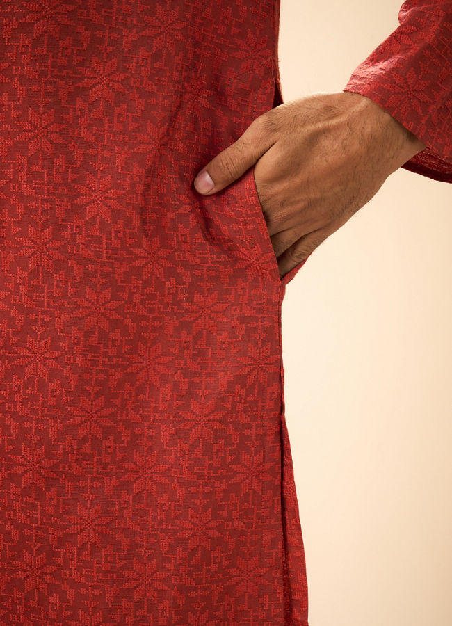 Manyavar Men Rust Bliss Kurta Pajama