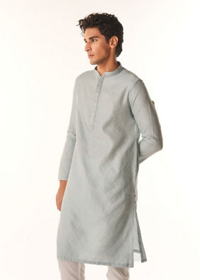 Manyavar Men Light Blue Elegance Kurta Pajama