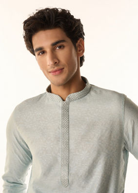 Manyavar Men Light Blue Elegance Kurta Pajama