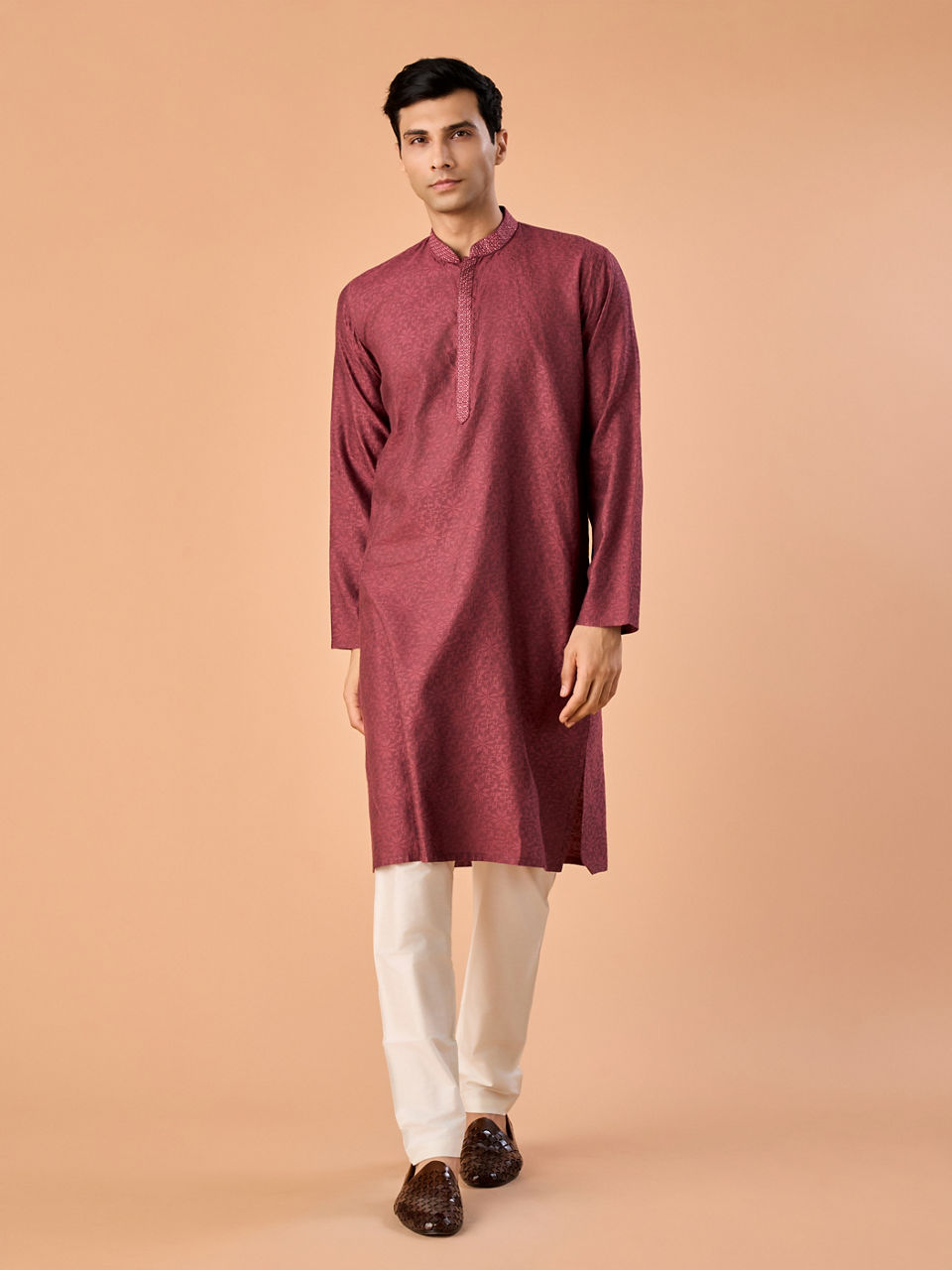 Manyavar Men Antique Pink Elegance Kurta Pajama