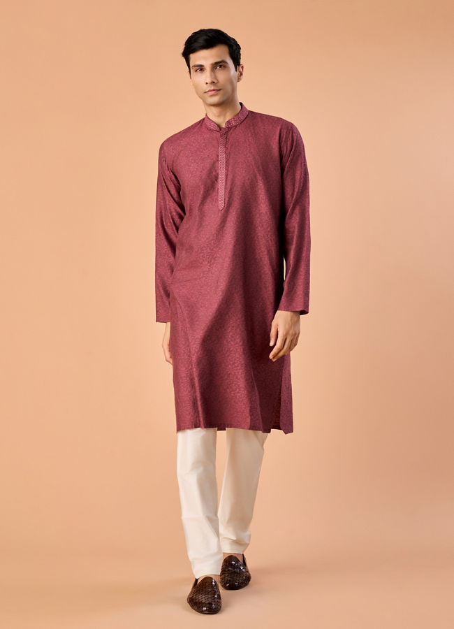 Manyavar Men Antique Pink Elegance Kurta Pajama
