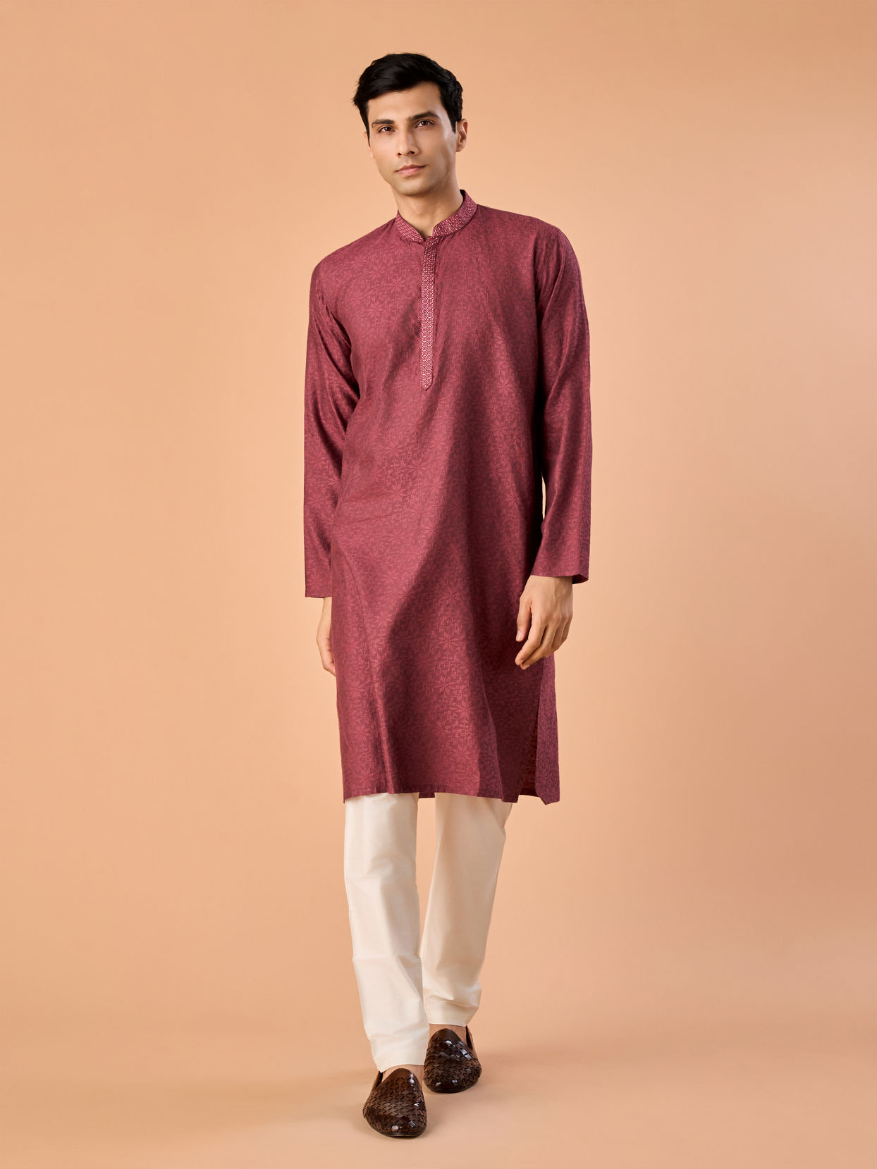 Manyavar Men Antique Pink Elegance Kurta Pajama