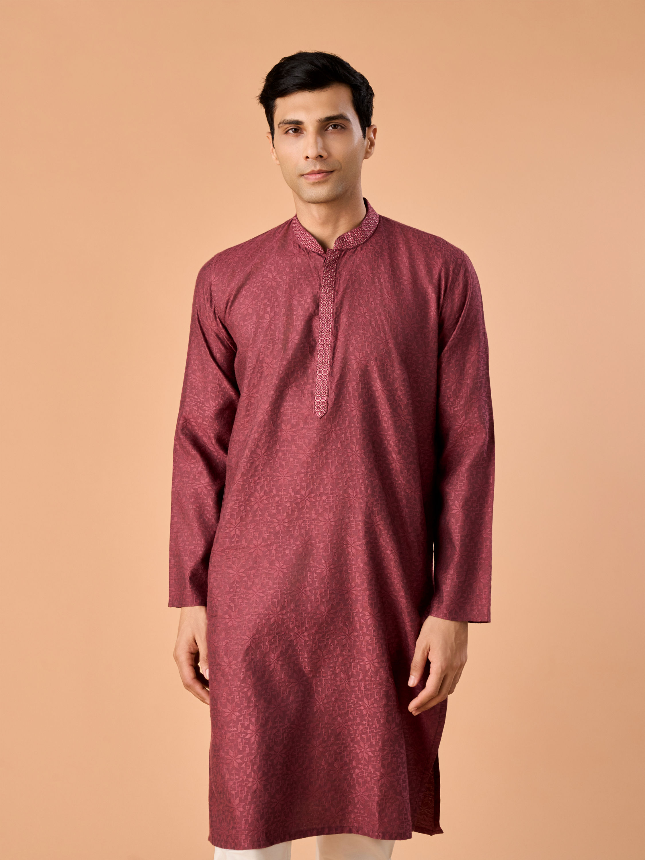 Manyavar Men Antique Pink Elegance Kurta Pajama