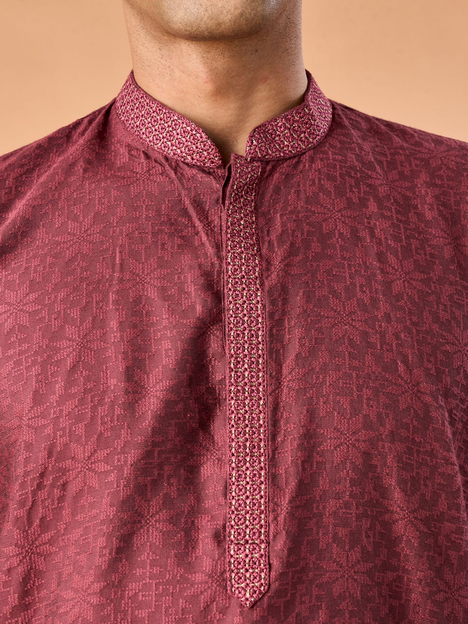 Manyavar Men Antique Pink Elegance Kurta Pajama