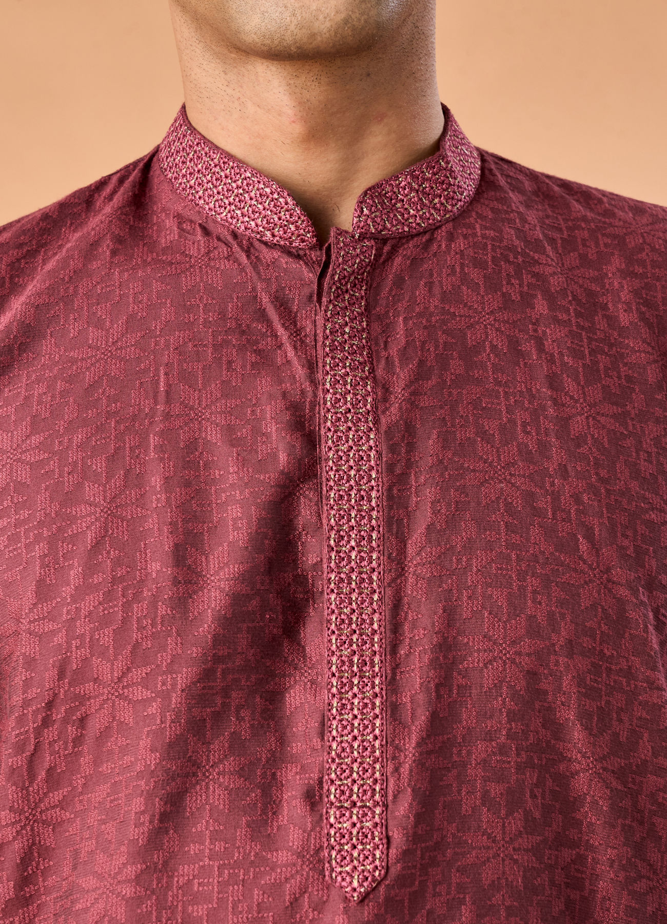 Manyavar Men Antique Pink Elegance Kurta Pajama