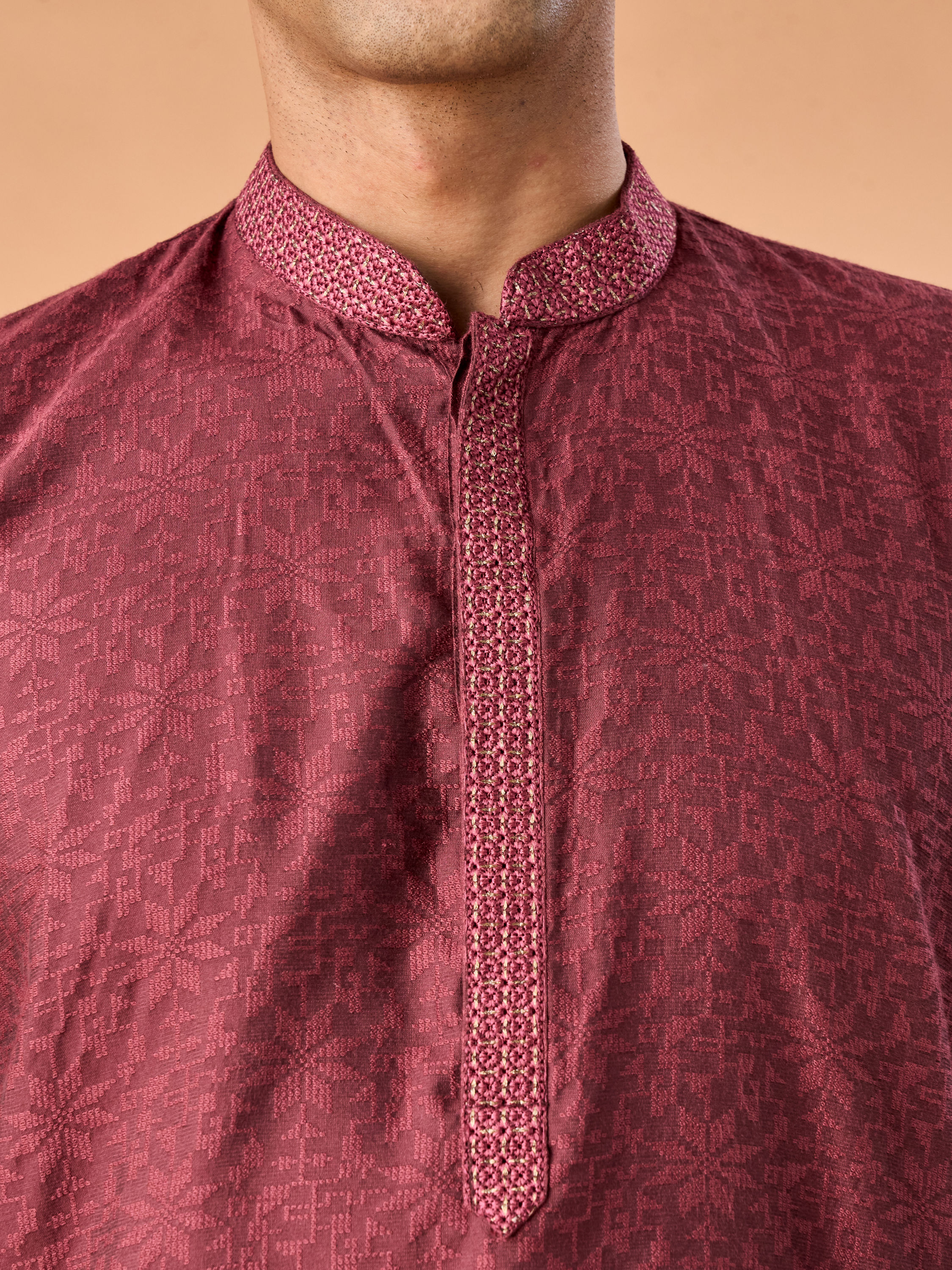 Manyavar Men Antique Pink Elegance Kurta Pajama