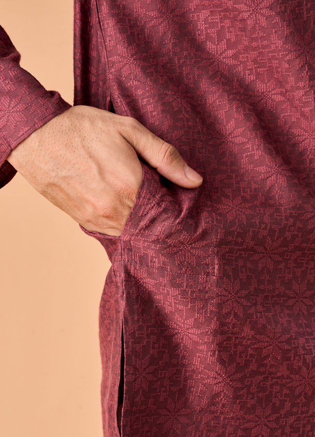 Manyavar Men Antique Pink Elegance Kurta Pajama