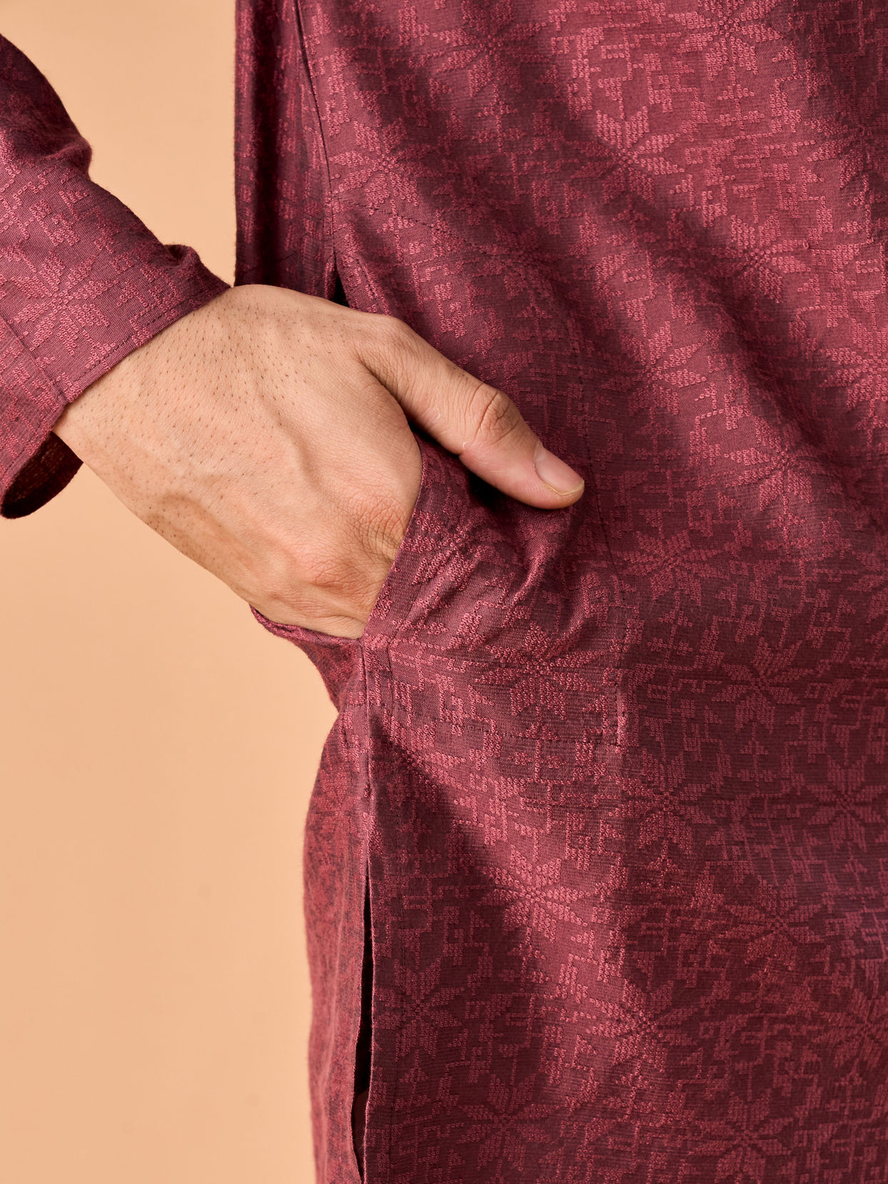 Manyavar Men Antique Pink Elegance Kurta Pajama