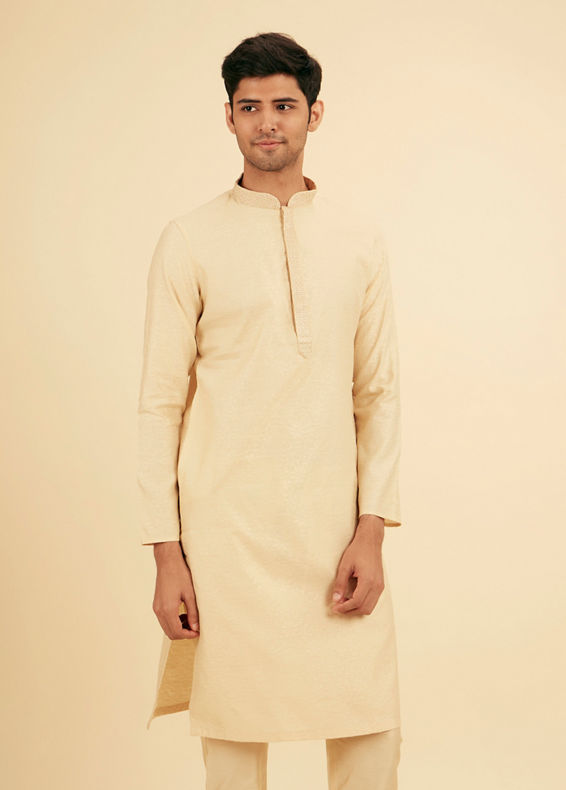 Manyavar Men Beige Elegance Kurta Pajama