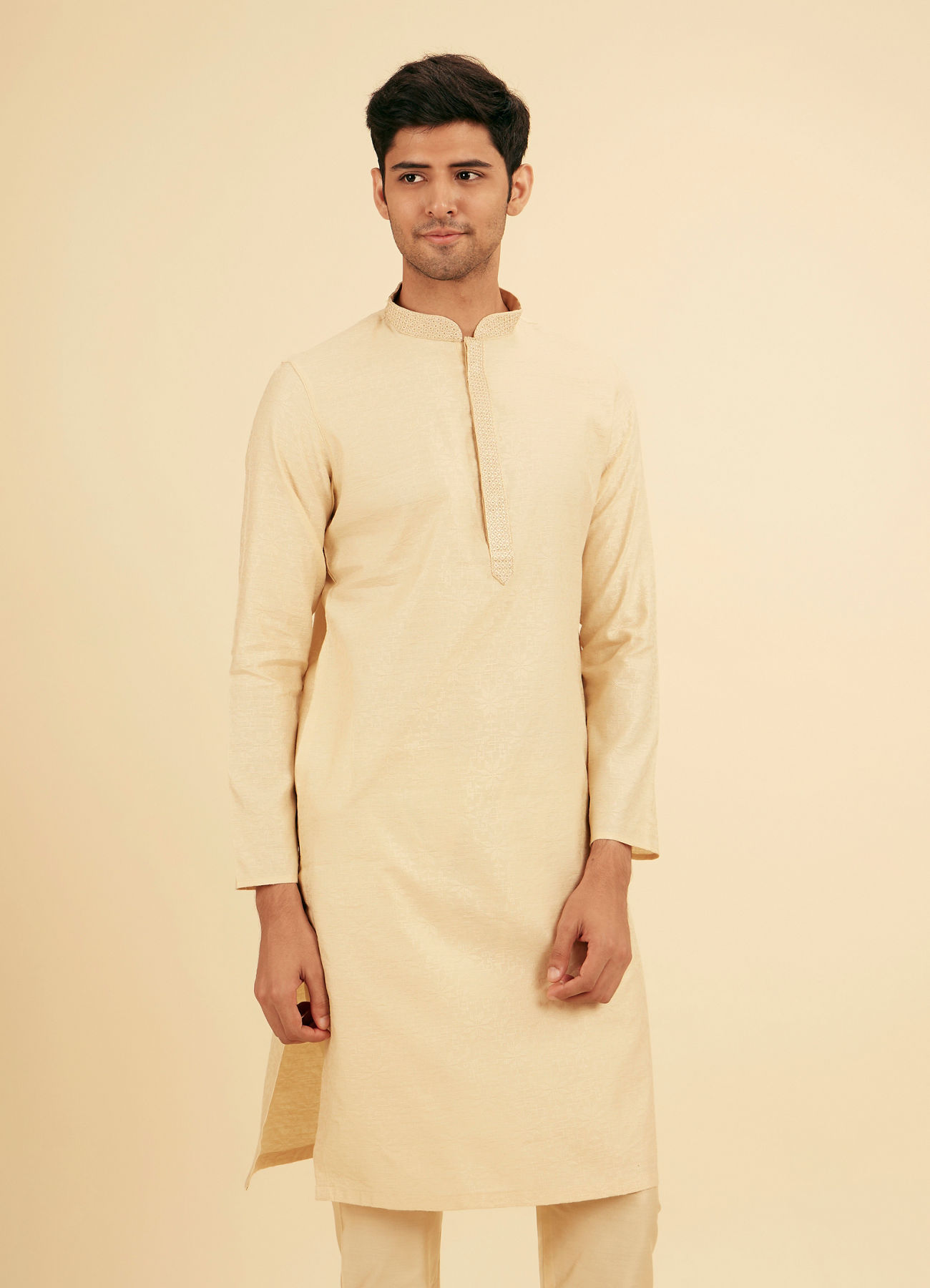 Manyavar Men Beige Elegance Kurta Pajama