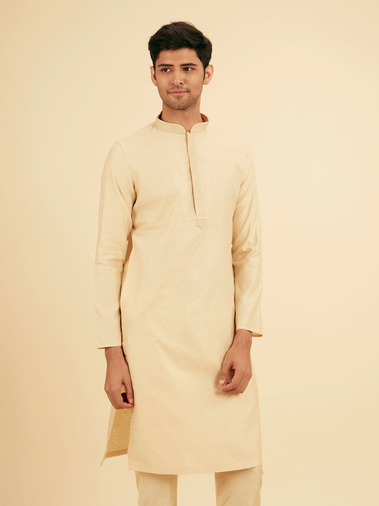 Manyavar Men Beige Elegance Kurta Pajama