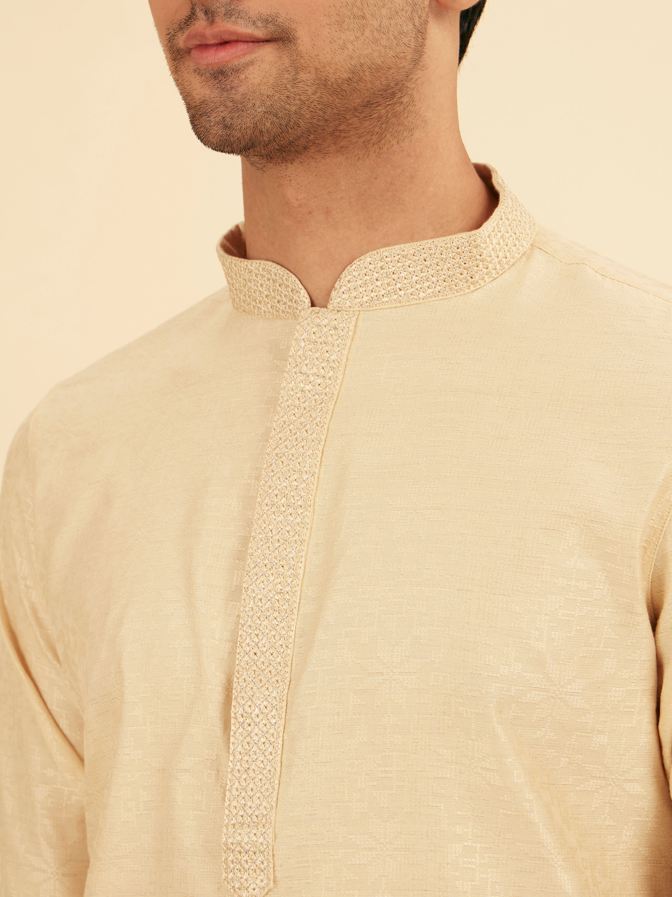 Manyavar Men Beige Elegance Kurta Pajama