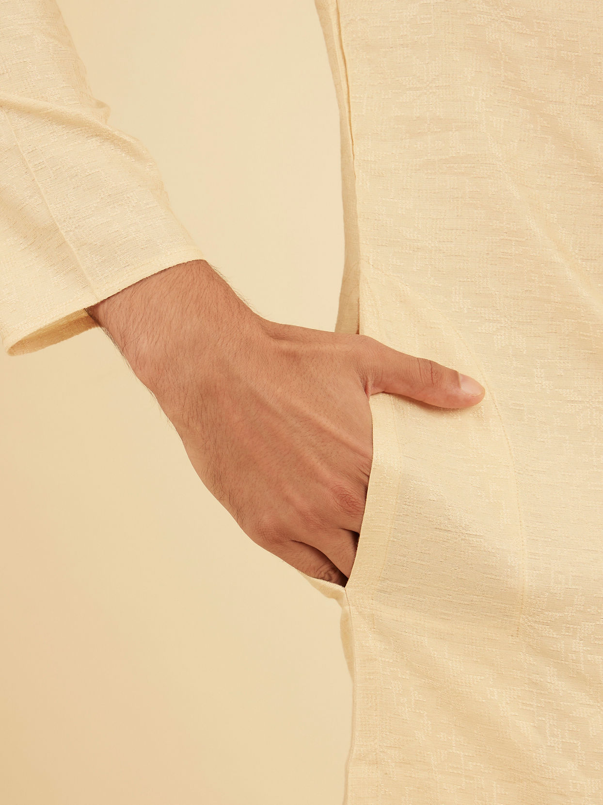 Manyavar Men Beige Elegance Kurta Pajama