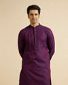 alt message - Manyavar Men Purple Floral Jaal Patterned Kurta Set image number 0