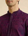 alt message - Manyavar Men Purple Floral Jaal Patterned Kurta Set image number 1