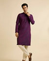 alt message - Manyavar Men Purple Floral Jaal Patterned Kurta Set image number 2