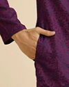 alt message - Manyavar Men Purple Floral Jaal Patterned Kurta Set image number 3