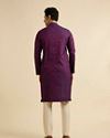 alt message - Manyavar Men Purple Floral Jaal Patterned Kurta Set image number 5