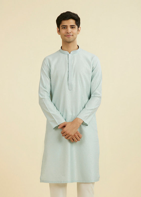 Manyavar Men Light Blue Elegance Kurta Pajama
