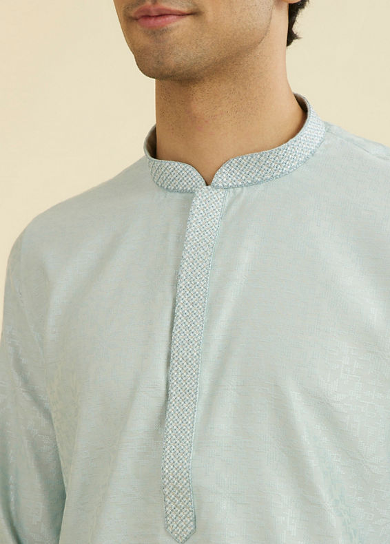 Manyavar Men Light Blue Elegance Kurta Pajama