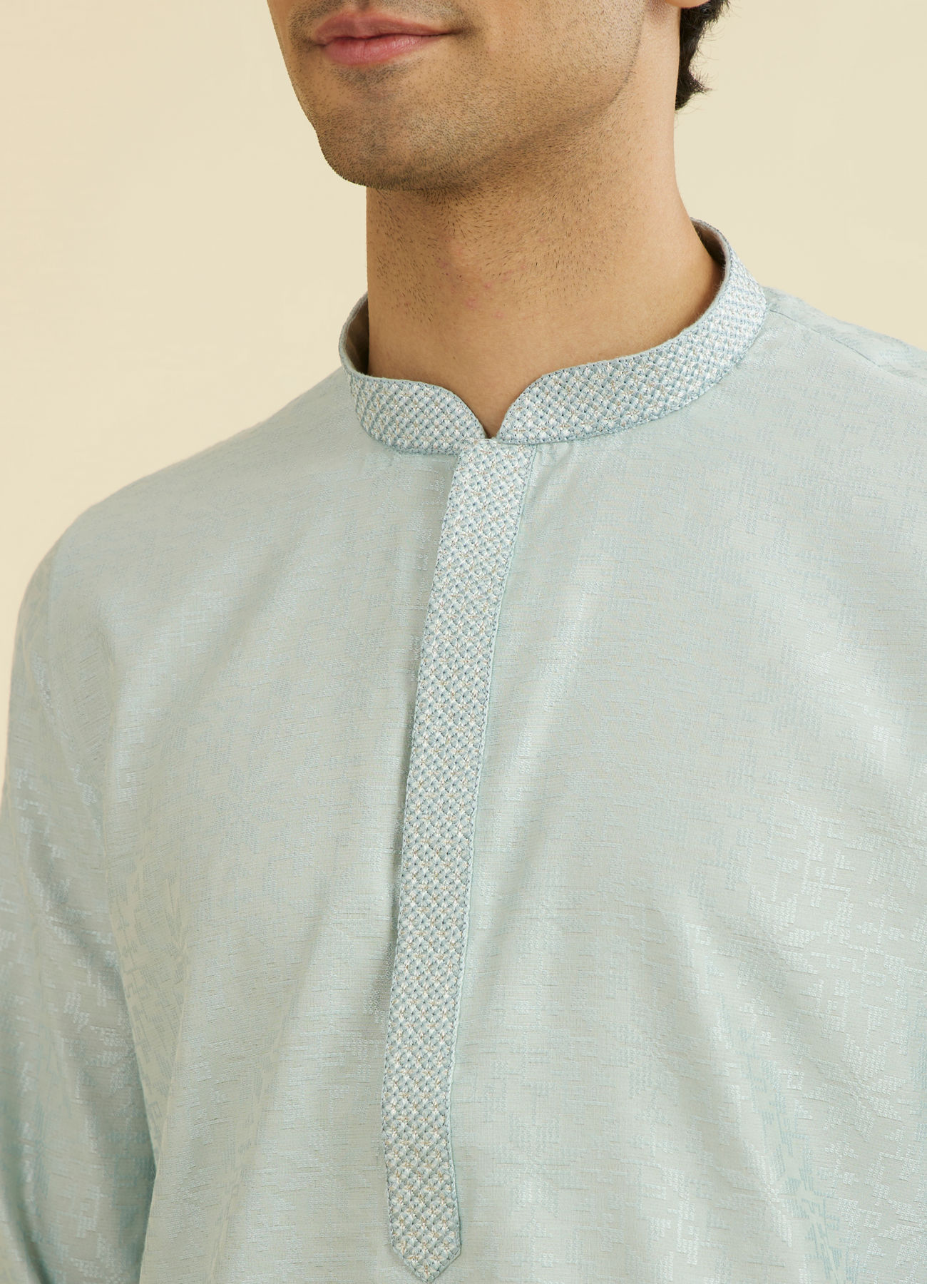 Manyavar Men Light Blue Elegance Kurta Pajama